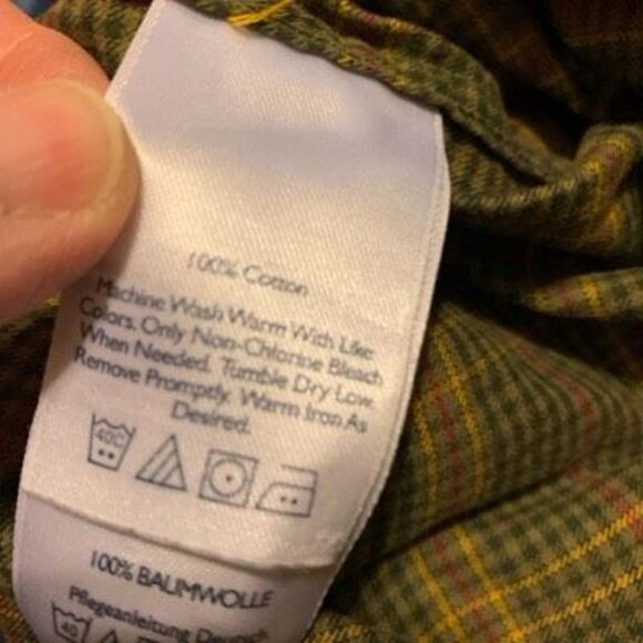 Eddie Bauer Relaxed Fit Size Medium Green Plaid Flannel Shirt - Picture 3 of 5